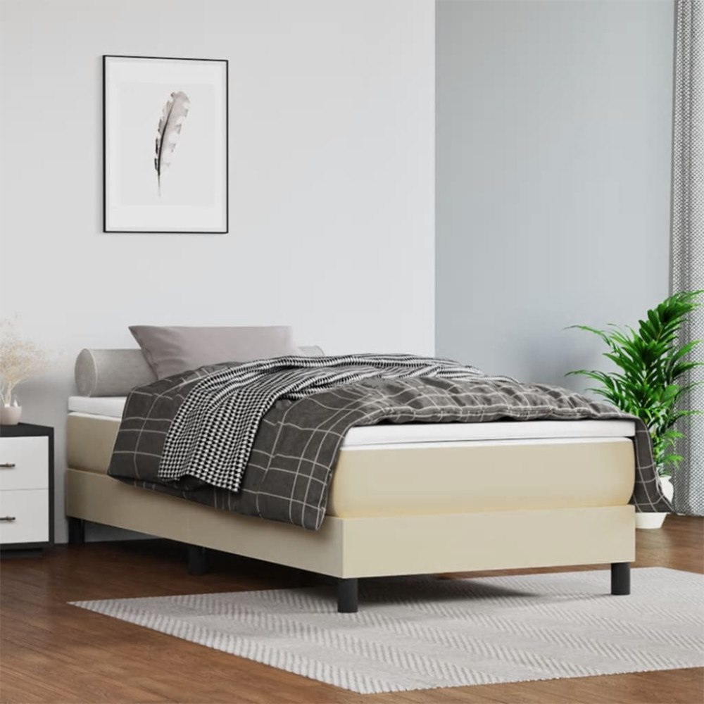 vidaXL Pocketresårmadrass medium gräddvit 90x200x20 cm konstläder