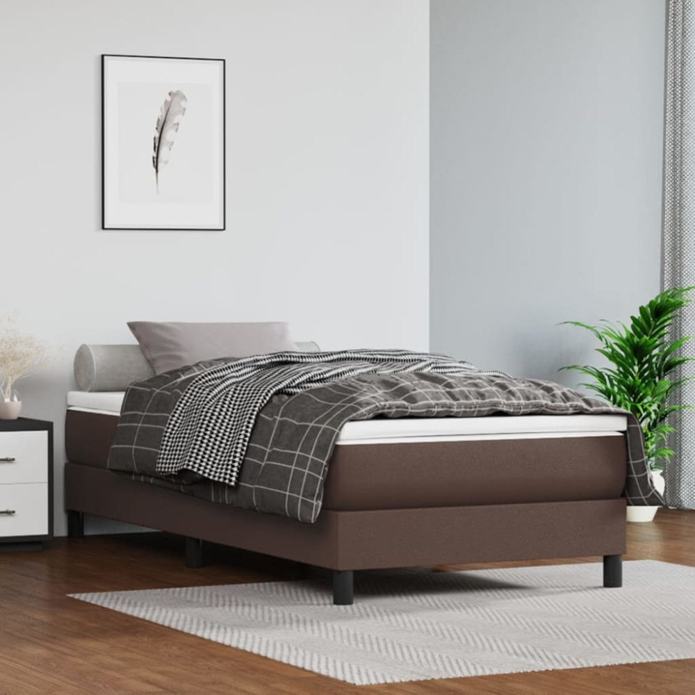 vidaXL Pocketresårmadrass medium brun 100x200x20 cm konstläder