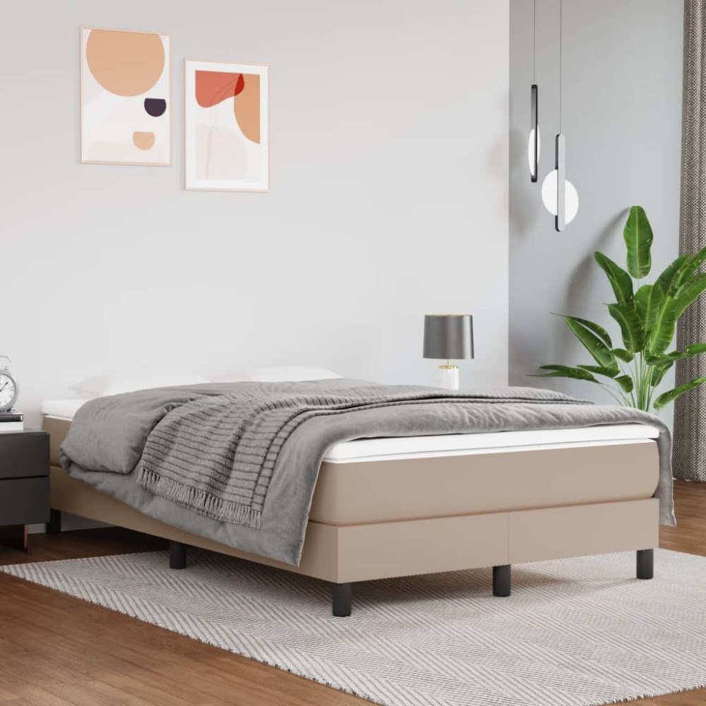 vidaXL Pocketresårmadrass medium cappucino 120x200x20 cm konstläder