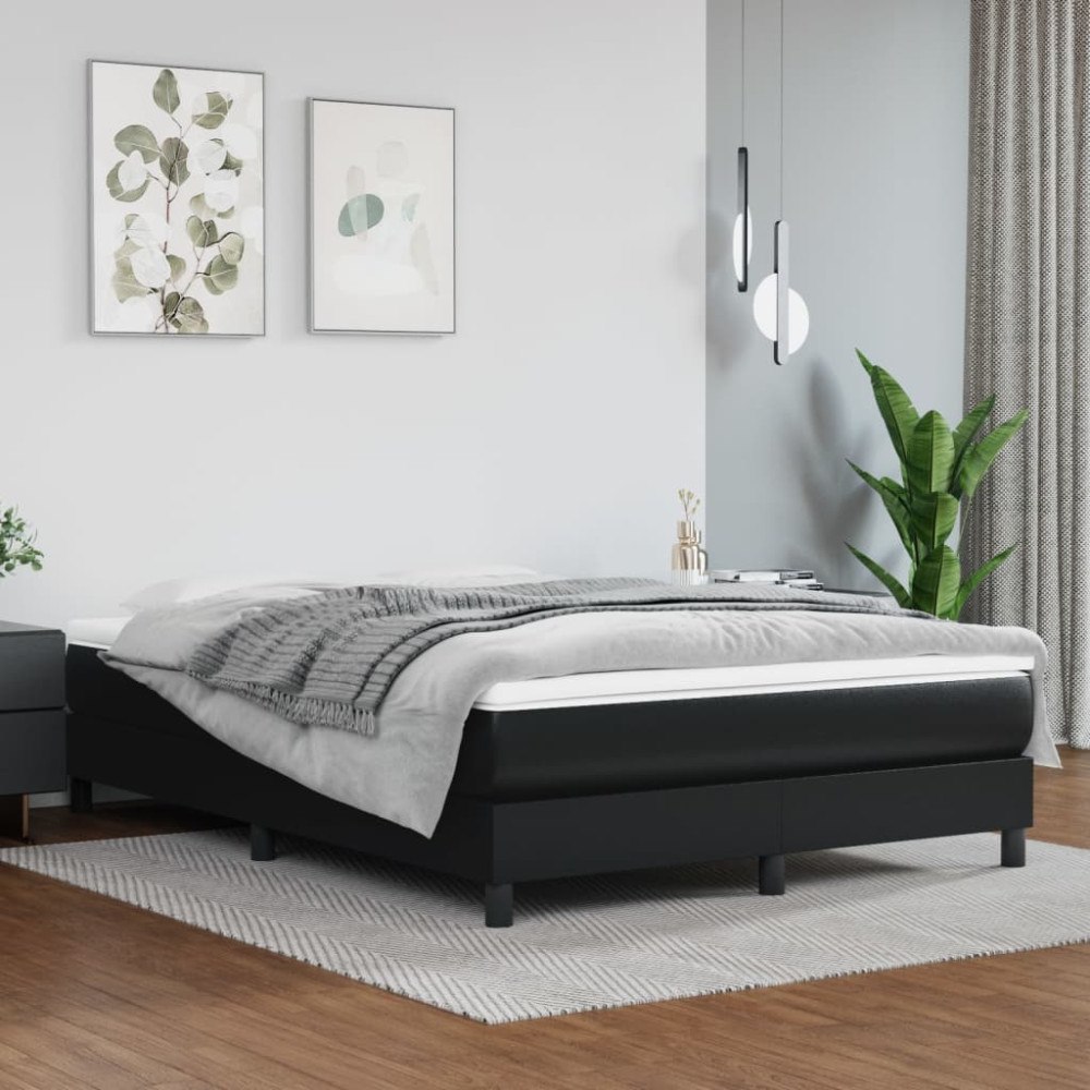 vidaXL Pocketresårmadrass medium svart 140x200x20 cm konstläder