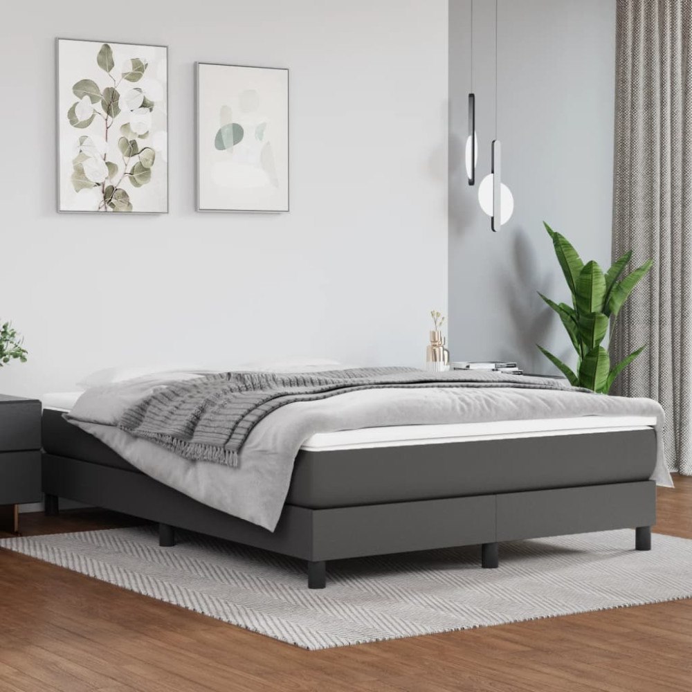 vidaXL Pocketresårmadrass medium grå 140x200x20 cm konstläder