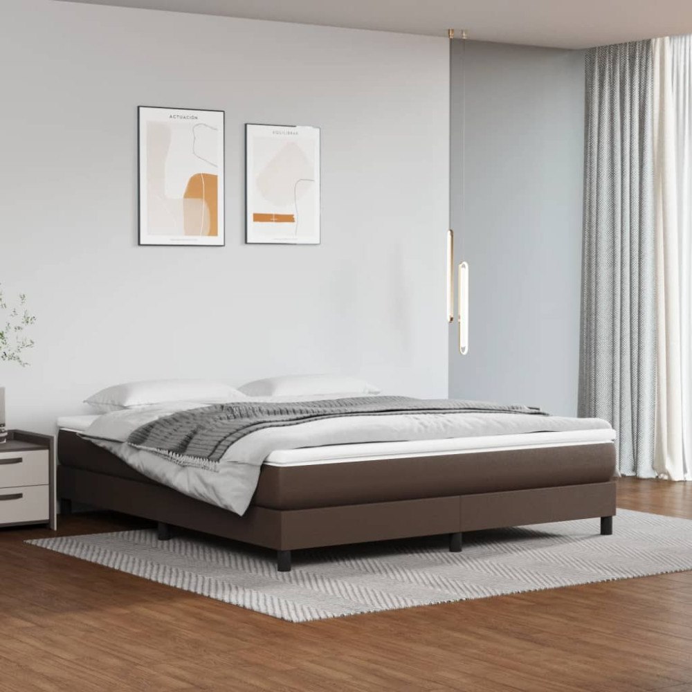 vidaXL Pocketresårmadrass brun 160x200x20 cm konstläder