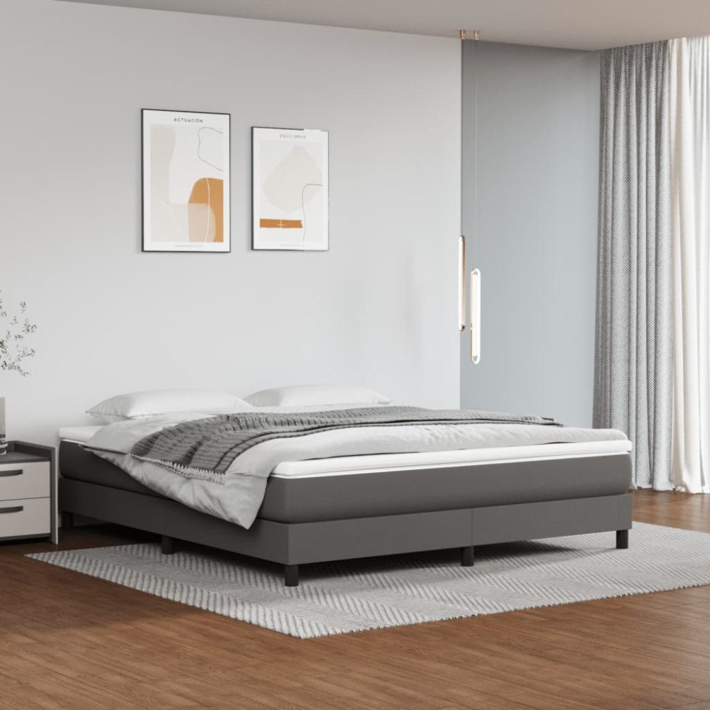 vidaXL Pocketresårmadrass medium grå 160x200x20 cm konstläder