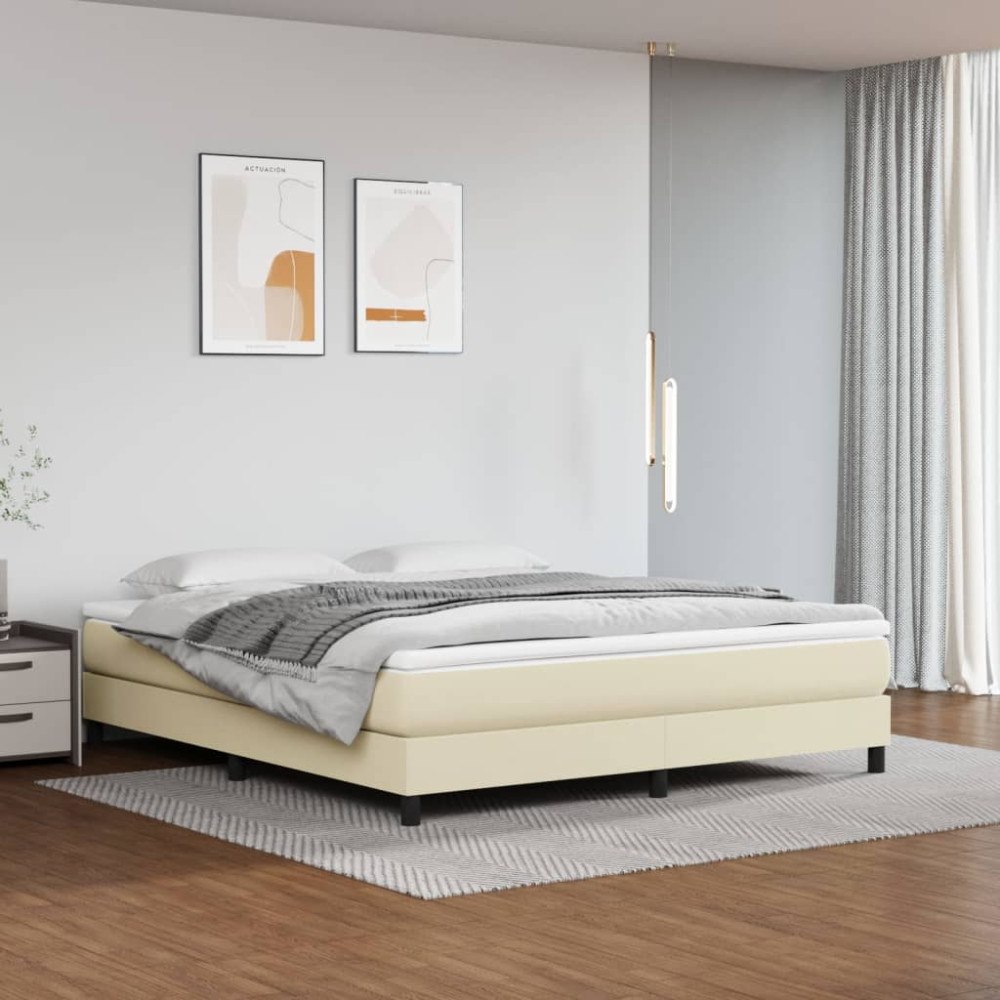 vidaXL Pocketresårmadrass medium gräddvit 180x200x20 cm konstläder