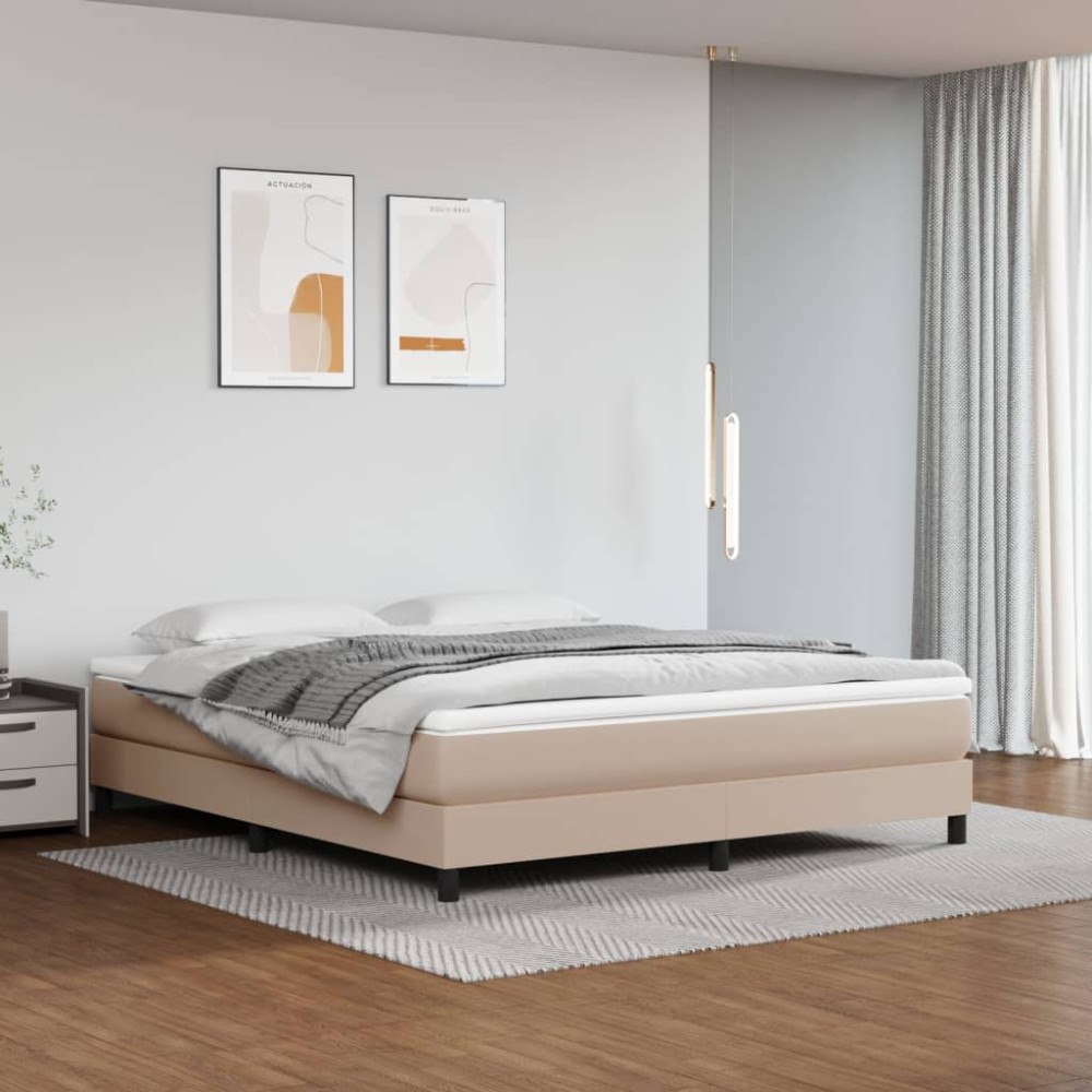 vidaXL Pocketresårmadrass medium cappucino 180x200x20 cm konstläder