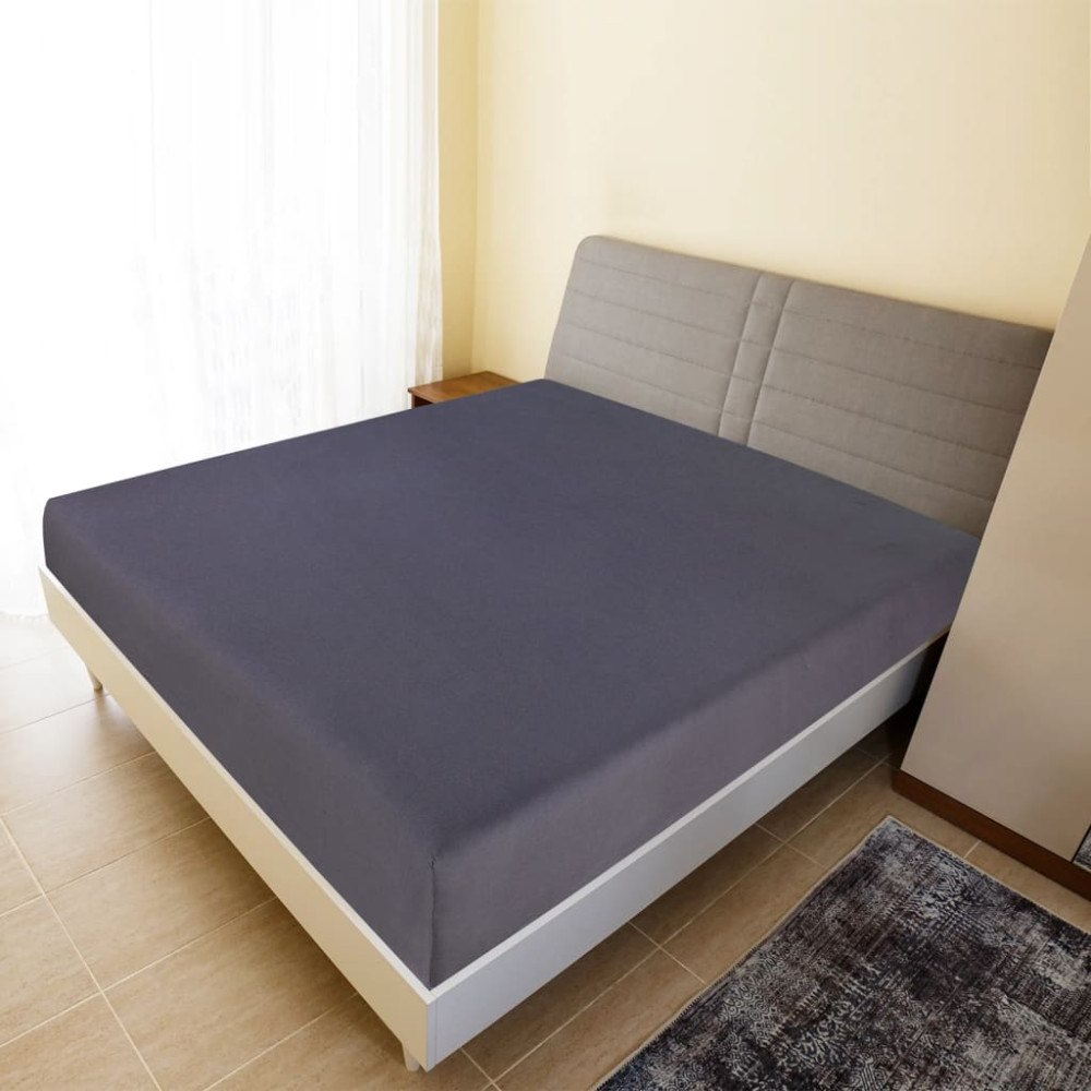 vidaXL Dra-på-lakan jersey 2 st antracit 180x200 cm bomull