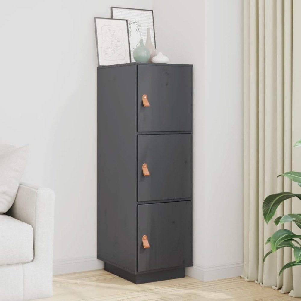 vidaXL Högskåp grå 34x40x108,5 cm massiv furu