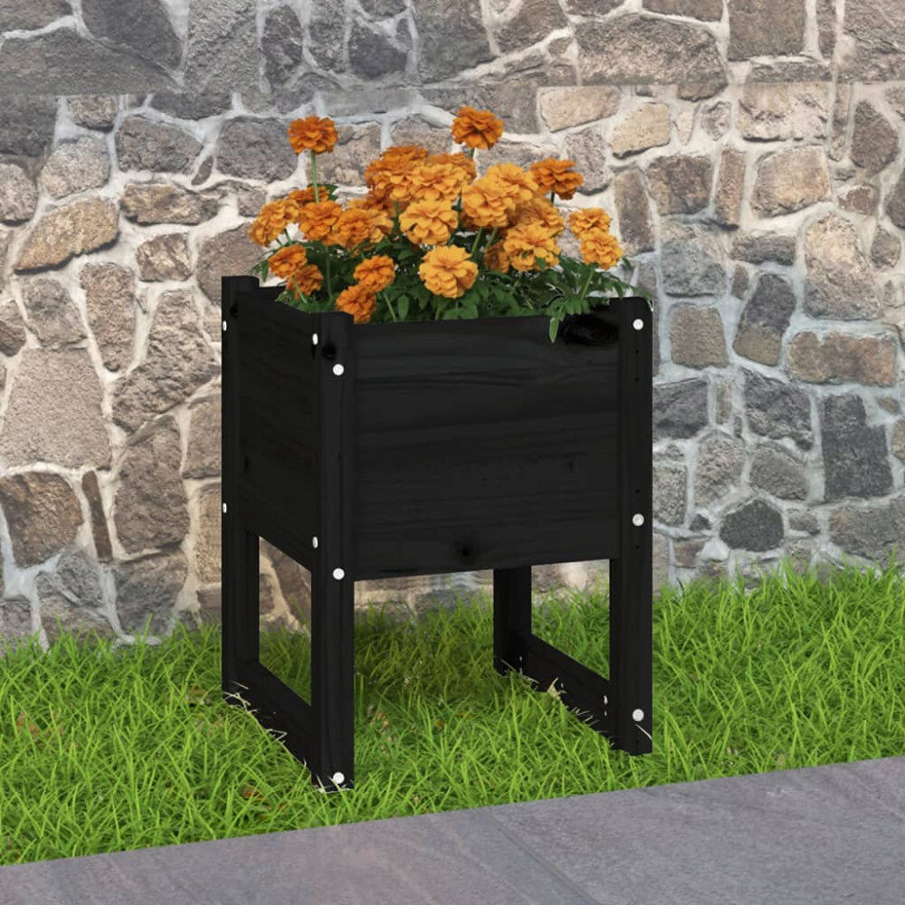 vidaXL Odlingslåda Svart 40x40x52,5 cm massiv furu