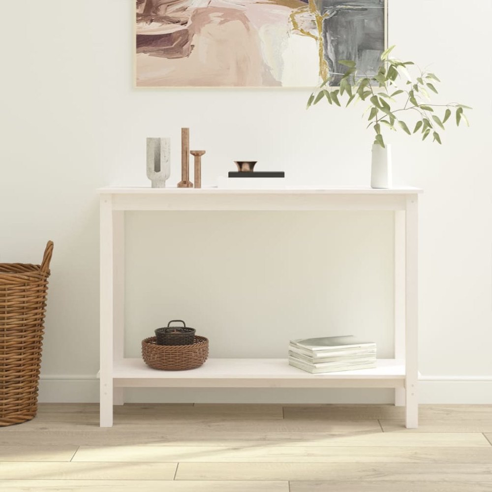 vidaXL Konsolbord vit 110x40x80 cm massiv furu