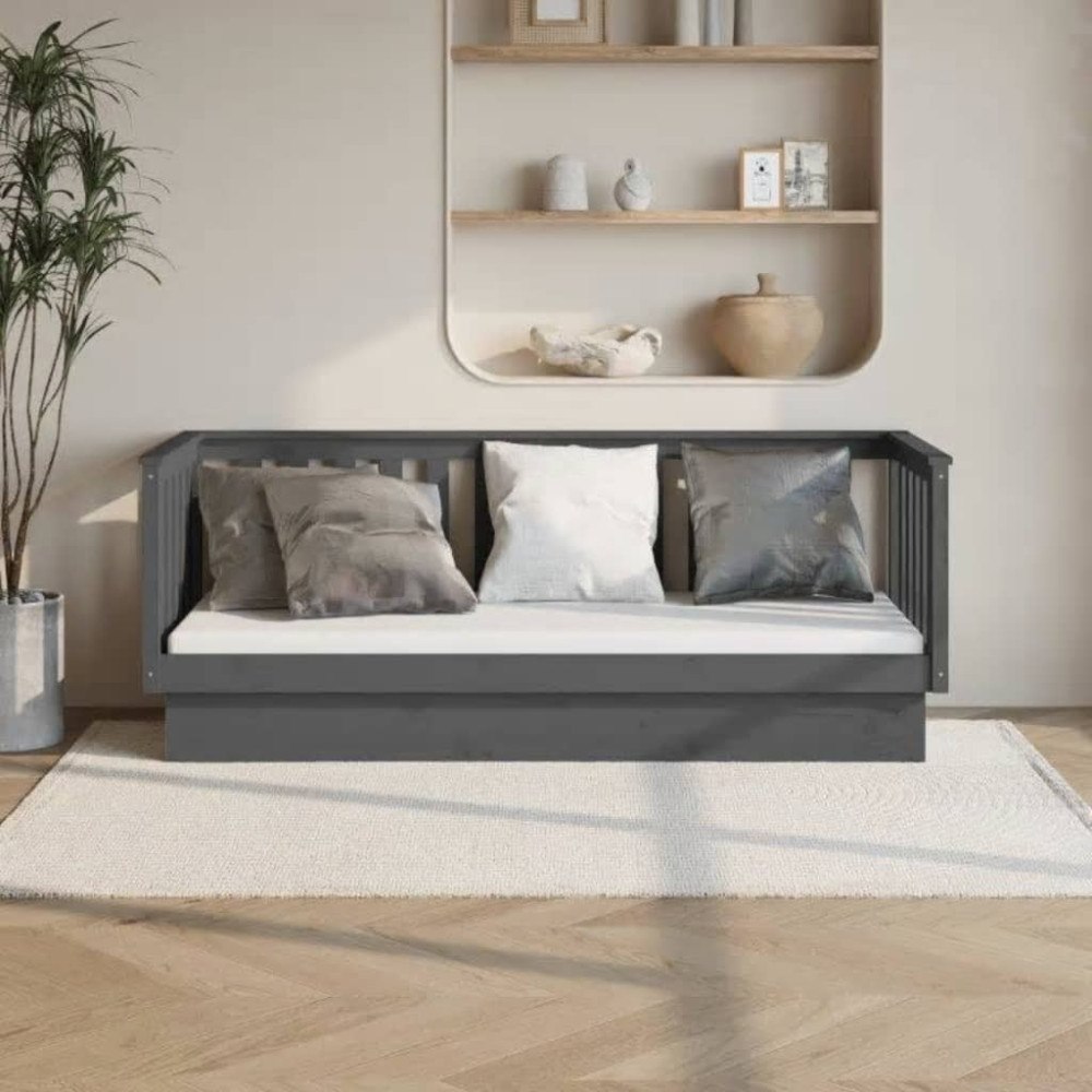 vidaXL Dagbädd grå 90x190 cm massiv furu