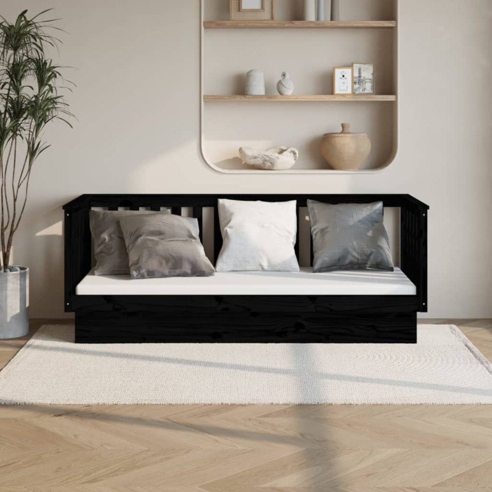 vidaXL Dagbädd svart 90x190 cm massiv furu