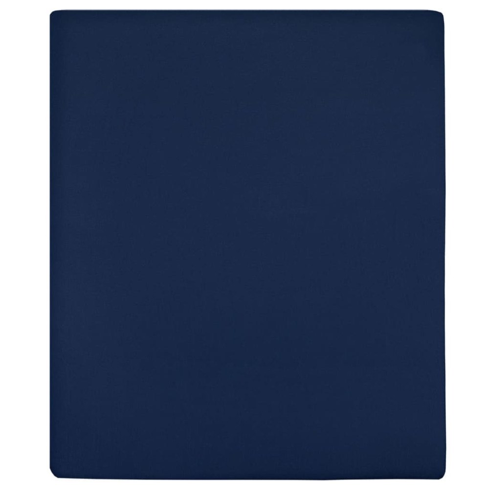 vidaXL Dra-på-lakan jersey 2 st marinblå 90x200 cm bomull