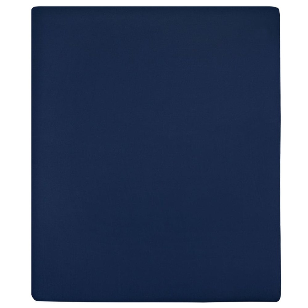 vidaXL Dra-på-lakan jersey 2 st marinblå 140x200 cm bomull
