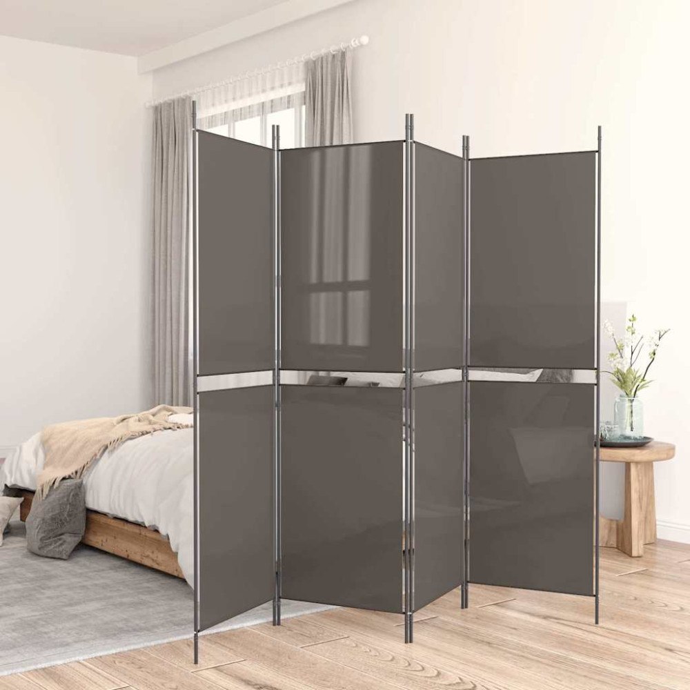 vidaXL Rumsavdelare 5 paneler antracit 250x180 cm tyg
