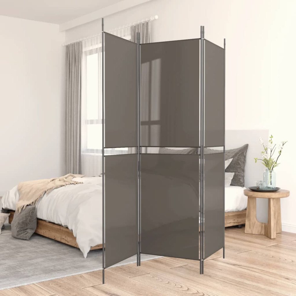 vidaXL Rumsavdelare 3 paneler antracit 150 x 200 cm tyg
