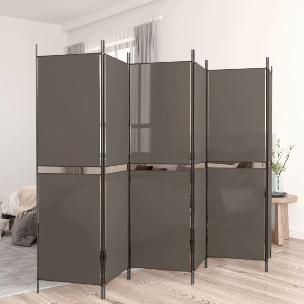vidaXL Rumsavdelare 6 paneler antracit 300x200 cm tyg
