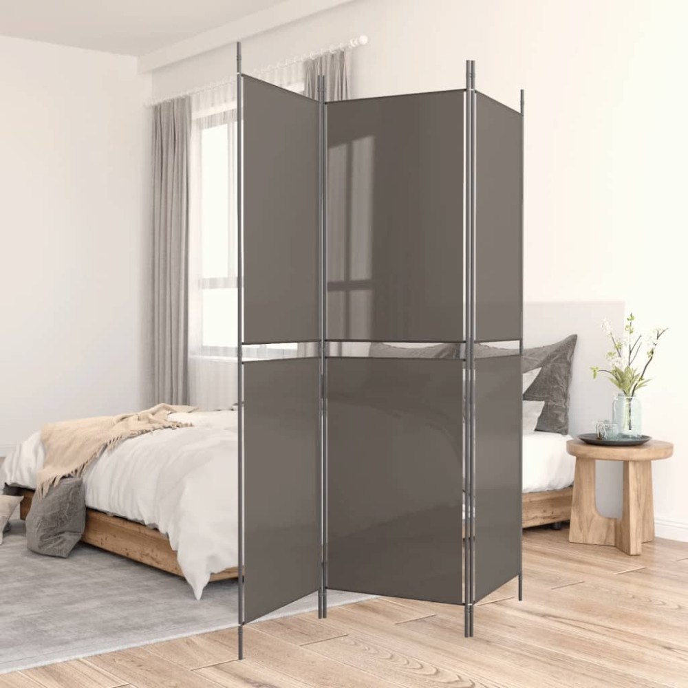 vidaXL Rumsavdelare 3 paneler antracit 150x220 cm tyg