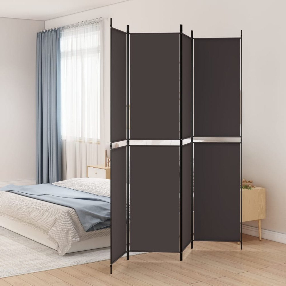 vidaXL Rumsavdelare 4 paneler brun 200x220 cm tyg