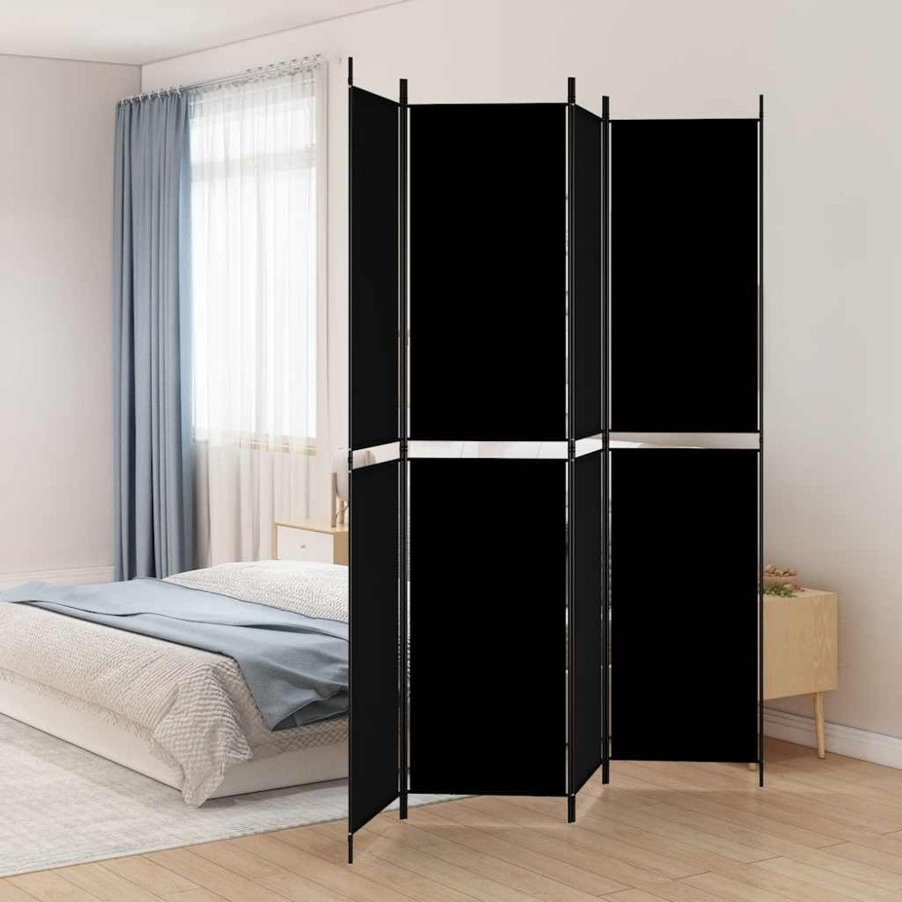 vidaXL Rumsavdelare 4 paneler svart 200x220 cm tyg