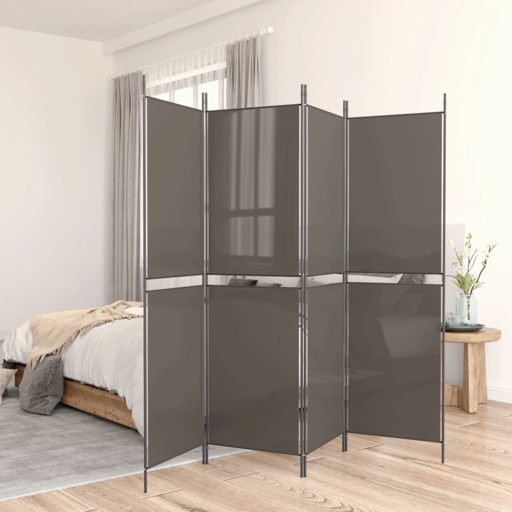 vidaXL Rumsavdelare 5 paneler antracit 250x220 cm tyg