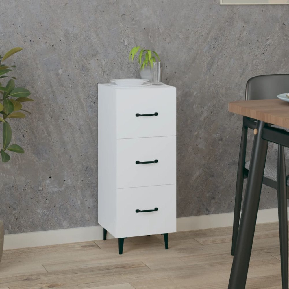vidaXL Skänk vit 34,5x34x90 cm konstruerat trä