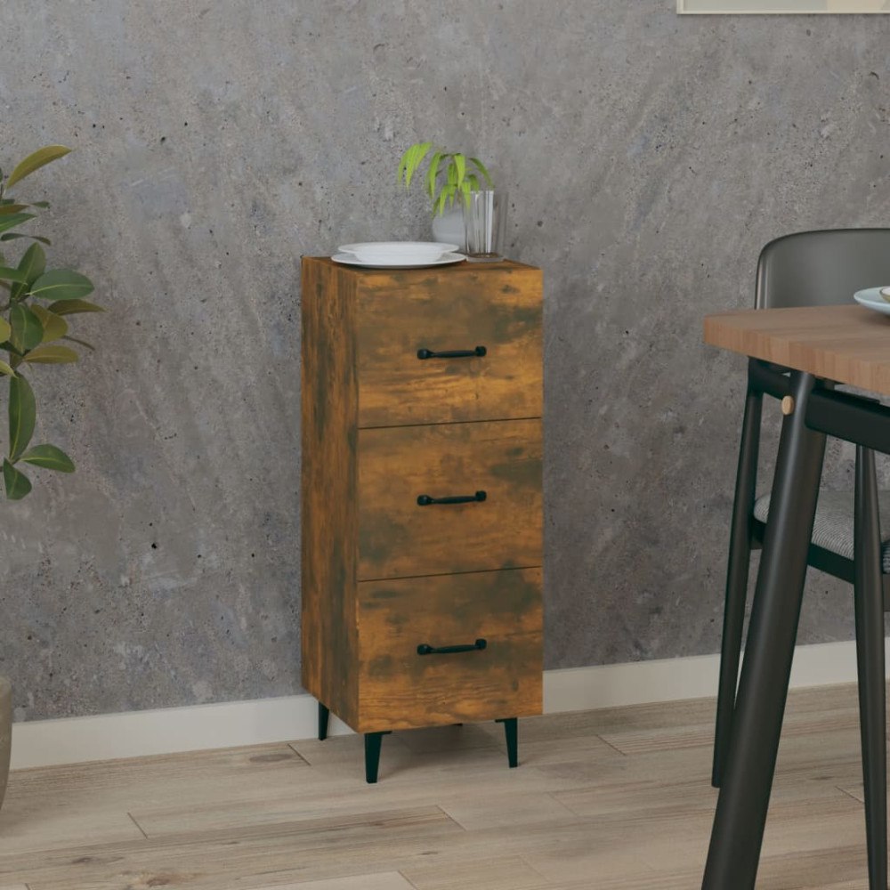 vidaXL Skänk rökfärgad ek 34,5x34x90 cm konstruerat trä