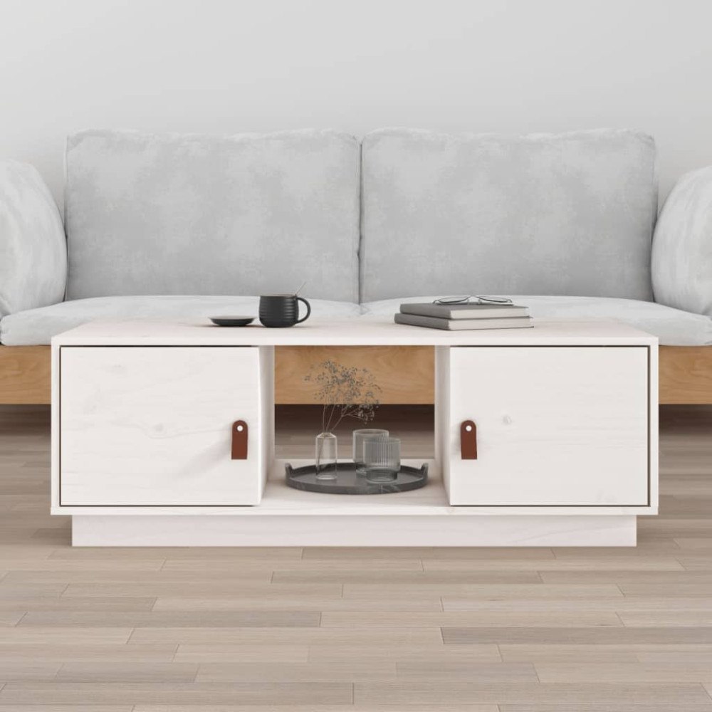 vidaXL Soffbord vit 100x50x35 cm massiv furu