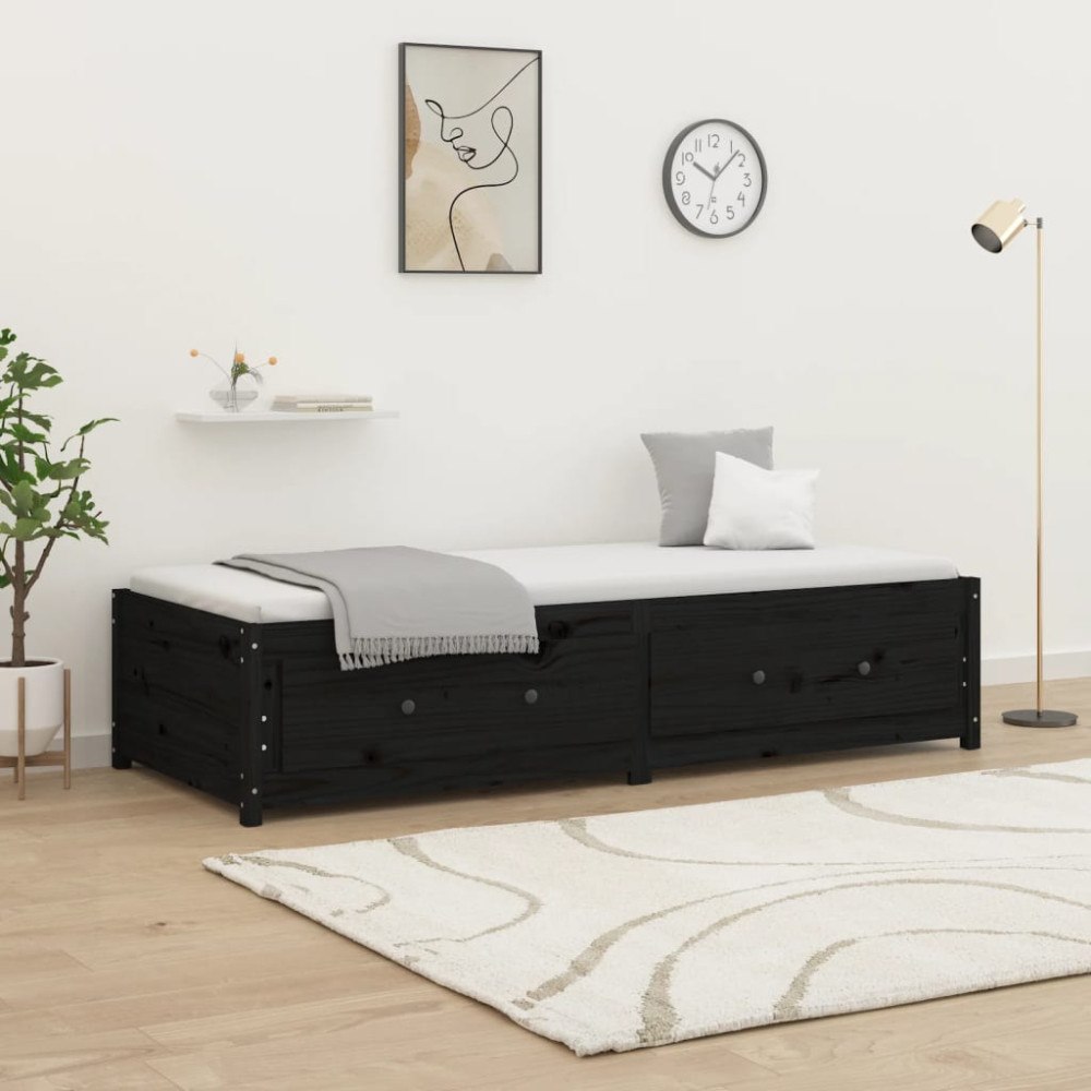 vidaXL Dagbädd 75x190 cm massiv furu svart