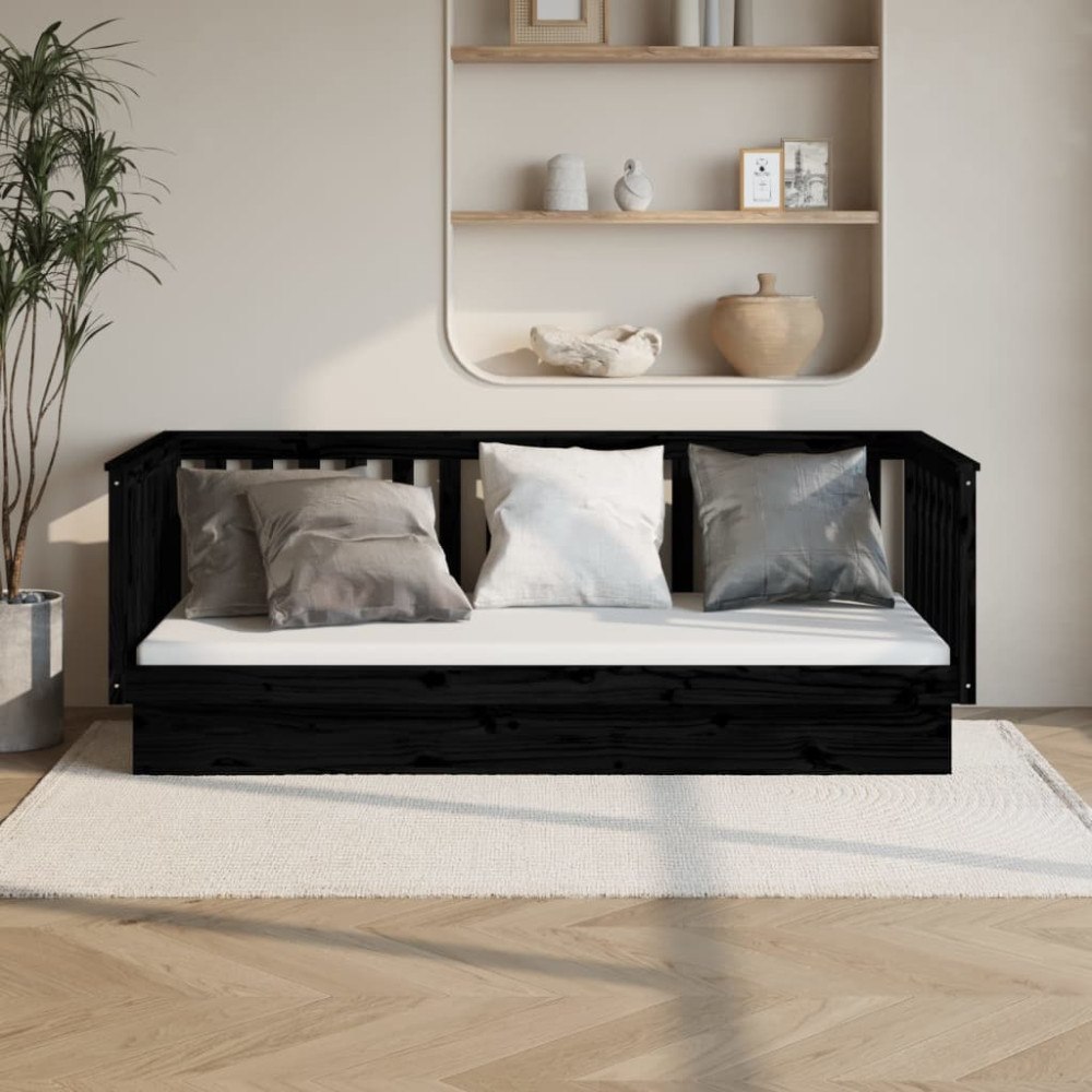 vidaXL Dagbädd svart 80x200 cm massiv furu