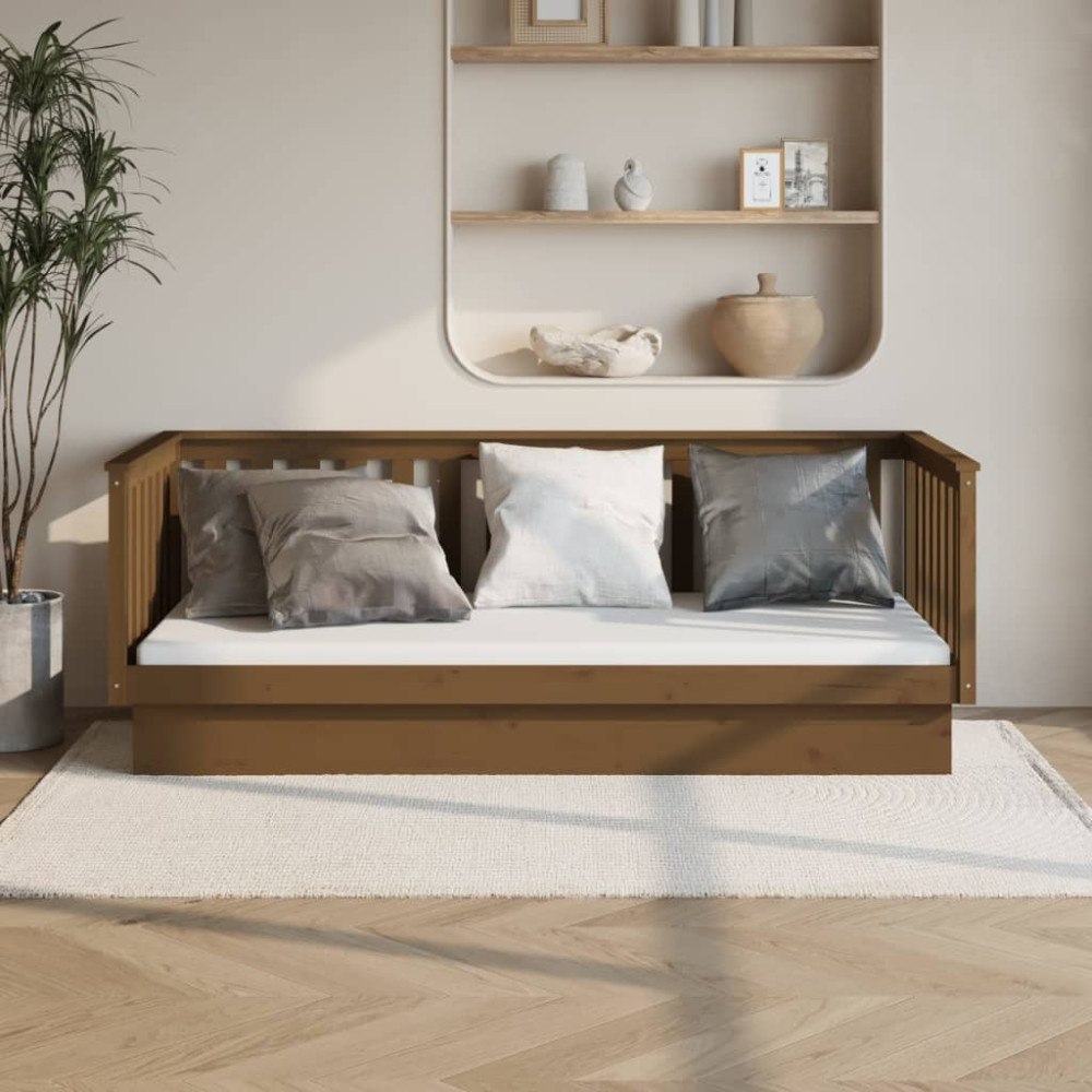 vidaXL Dagbädd honungsbrun 90x200 cm massiv furu