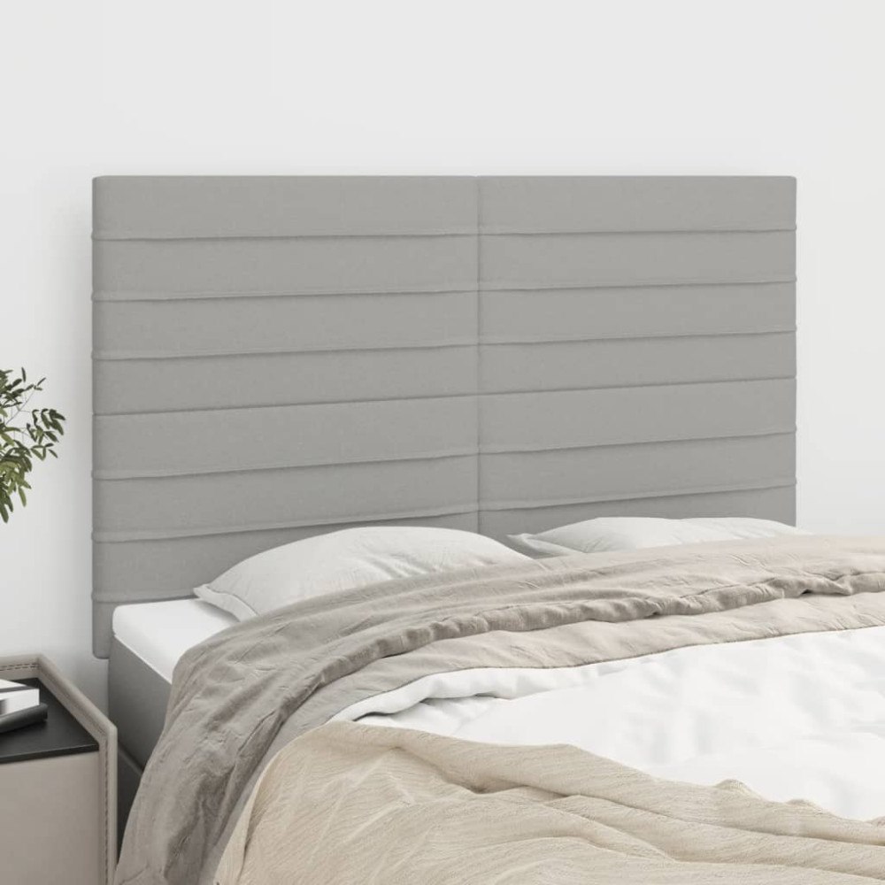 vidaXL Sänggavel ljusgrå 144x5x118/128 cm tyg