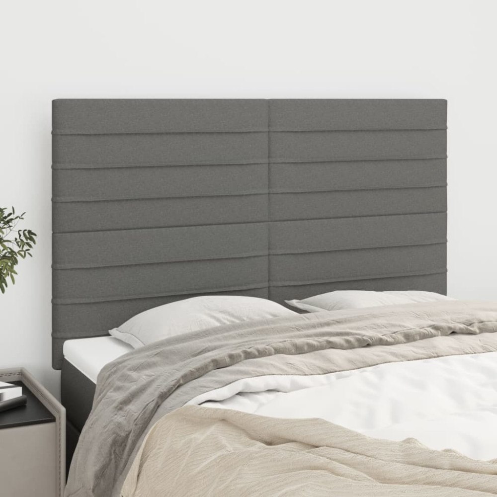 vidaXL Sänggavel mörkgrå 144x5x118/128 cm tyg