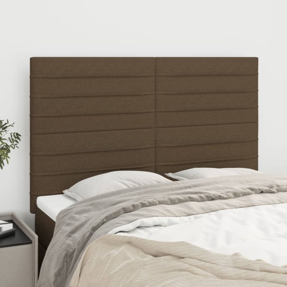 vidaXL Sänggavel mörkbrun 144x5x118/128 cm tyg