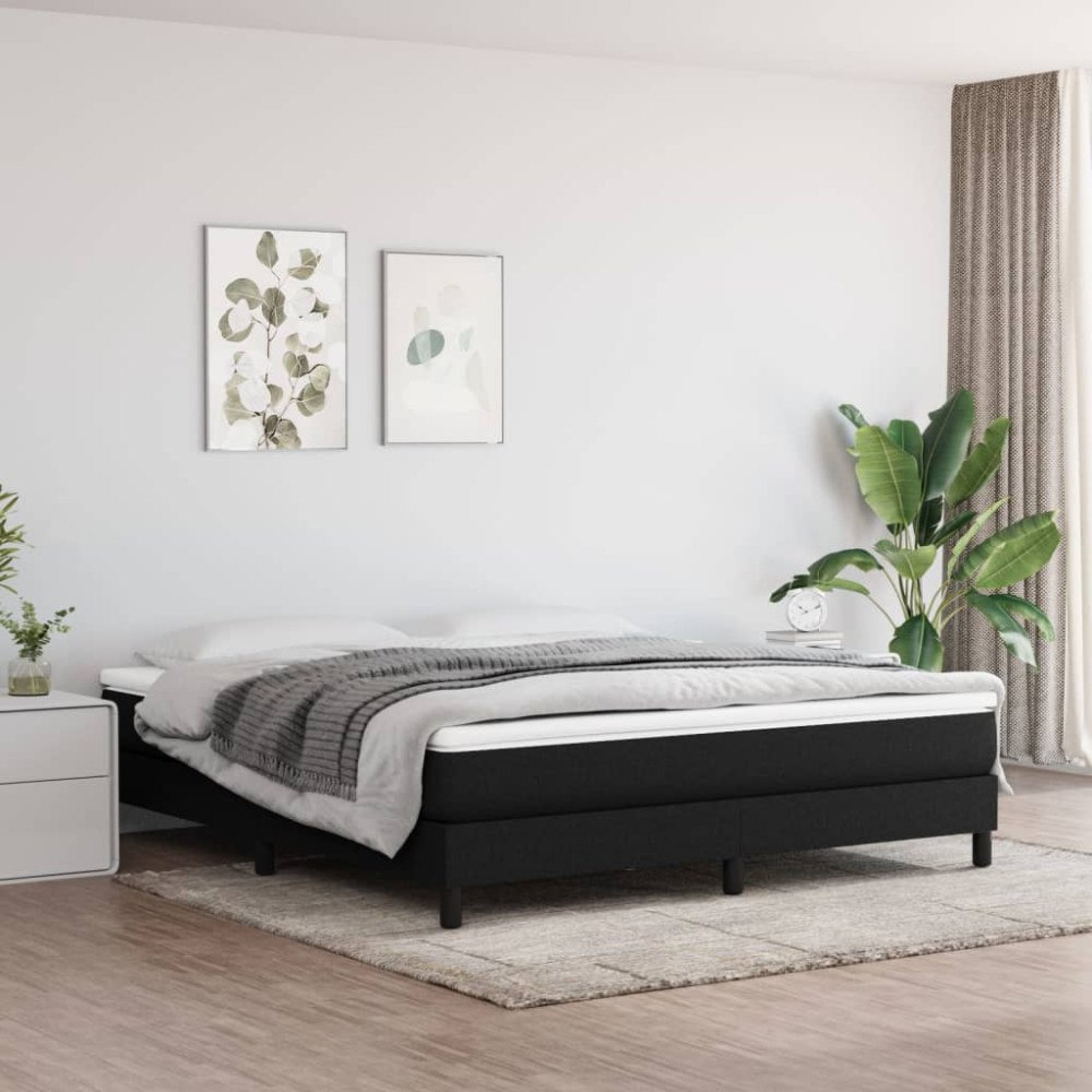 vidaXL Boxspring-sängram svart 180x200 cm tyg