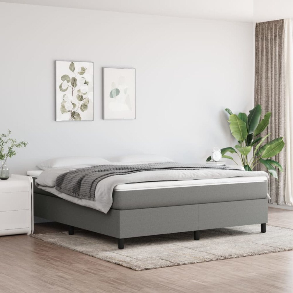 vidaXL Boxspring-sängram mörkgrå 160x200 cm tyg