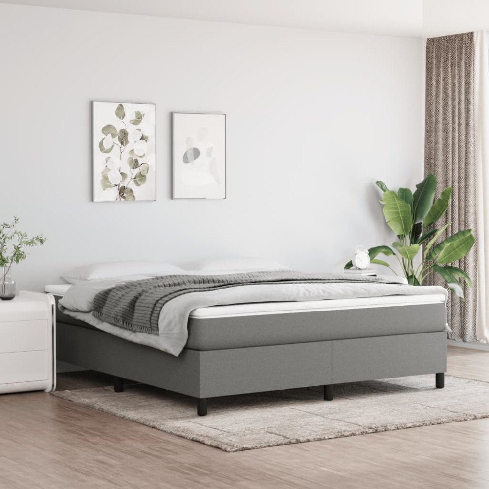 vidaXL Boxspring-sängram mörkgrå 180x200 cm tyg