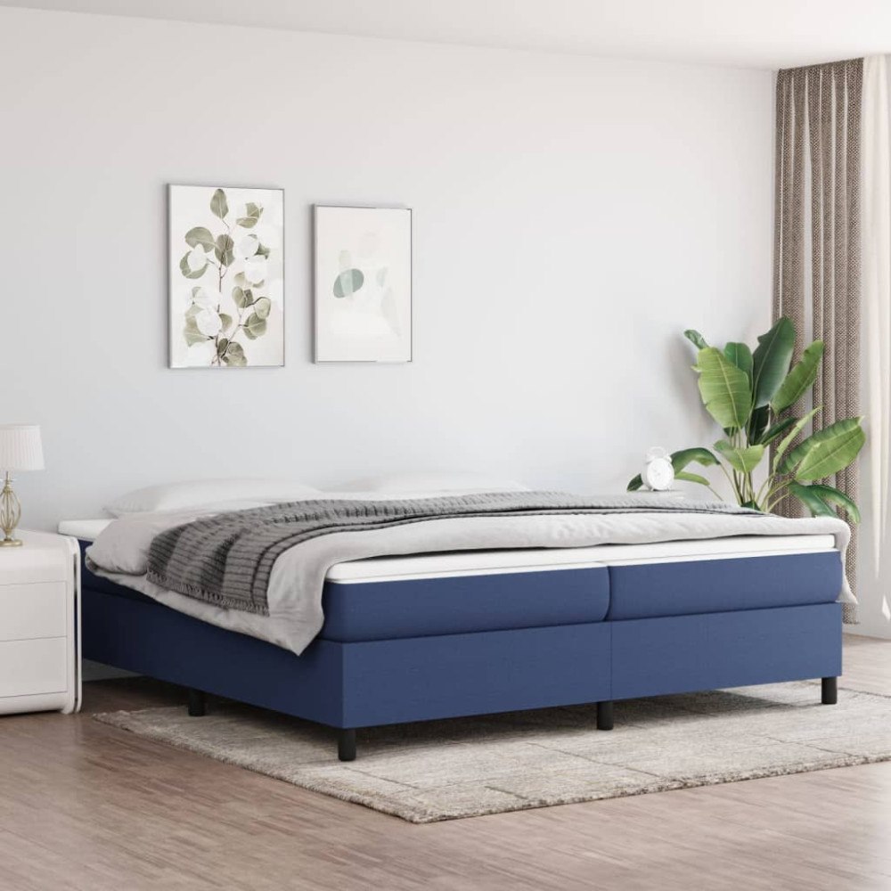 vidaXL Boxspring-sängram blå 200x200 cm tyg