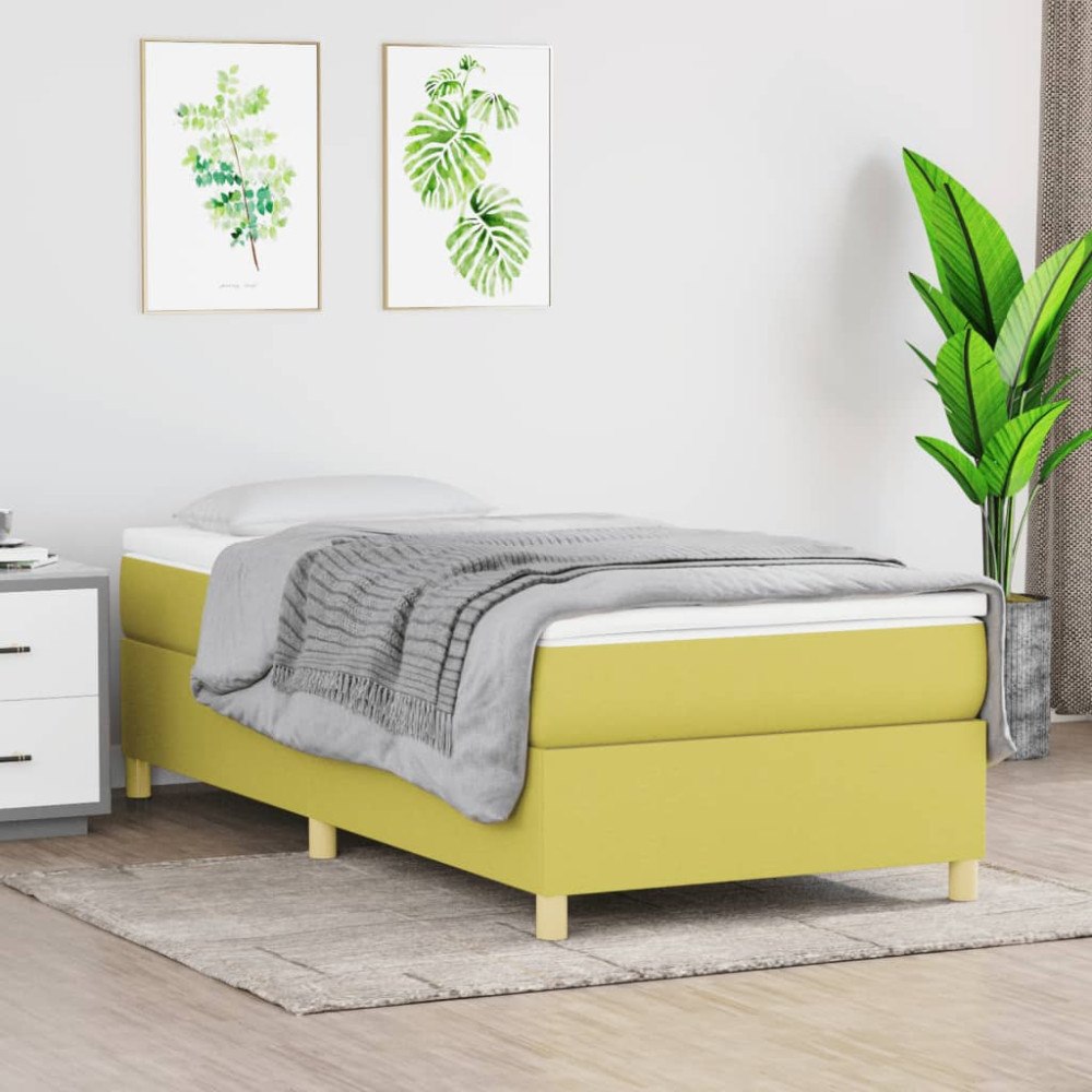 vidaXL Boxspring-sängram grön 80x200 cm tyg