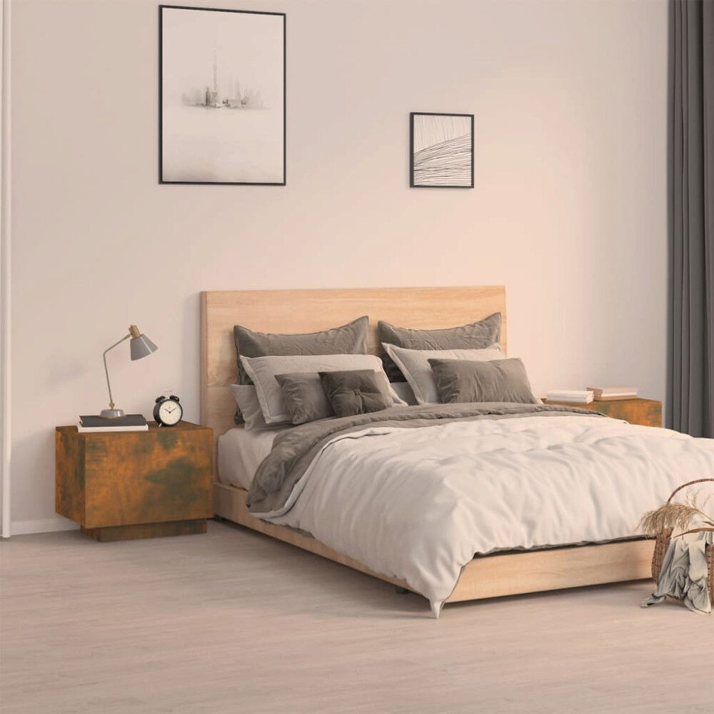 vidaXL Sängbord rökfärgad ek 100x35x40 cm konstruerat trä
