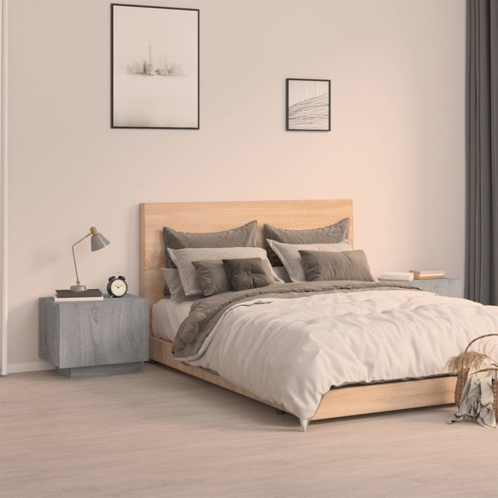 vidaXL Sängbord Grå Sonoma 100x35x40 cm konstruerat trä