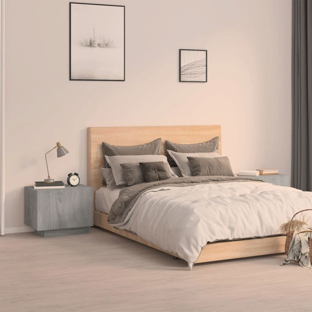 vidaXL Sängbord Grå Sonoma 100x35x40 cm konstruerat trä