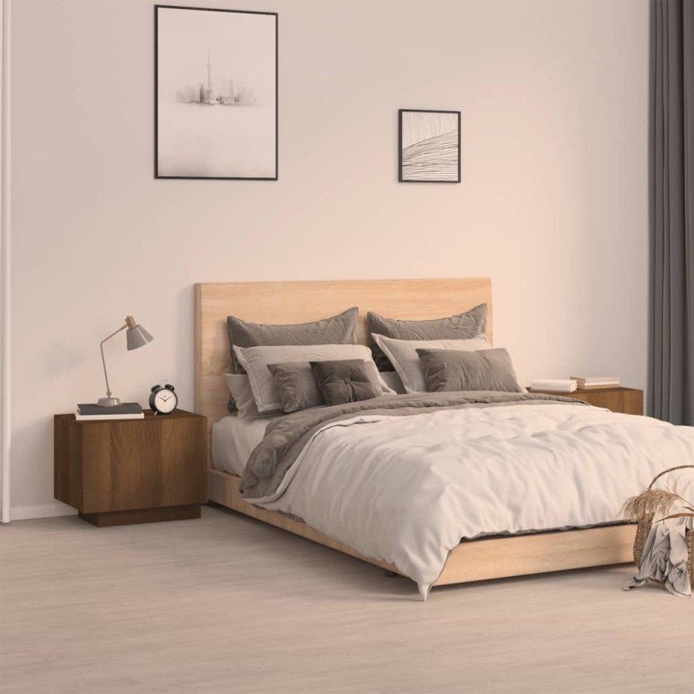 vidaXL Sängbord rökfärgad Brun ek 100x35x40 cm konstruerat trä