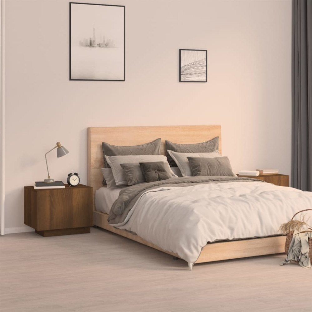 vidaXL Sängbord rökfärgad Brun ek 100x35x40 cm konstruerat trä