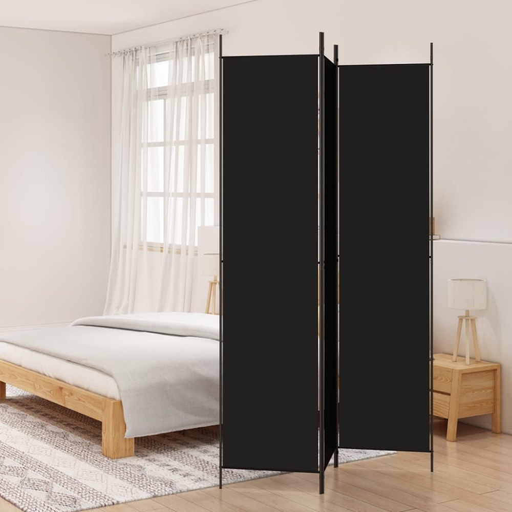 vidaXL Rumsavdelare 3 paneler 150x220 cm svart tyg