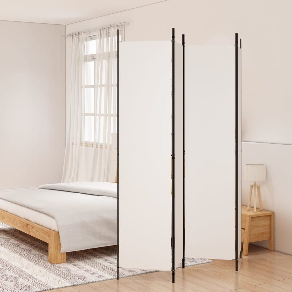 vidaXL Rumsavdelare 4 paneler vit 200x220 cm tyg