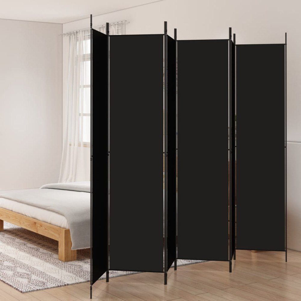 vidaXL Rumsavdelare 6 paneler svart 300x220 cm tyg
