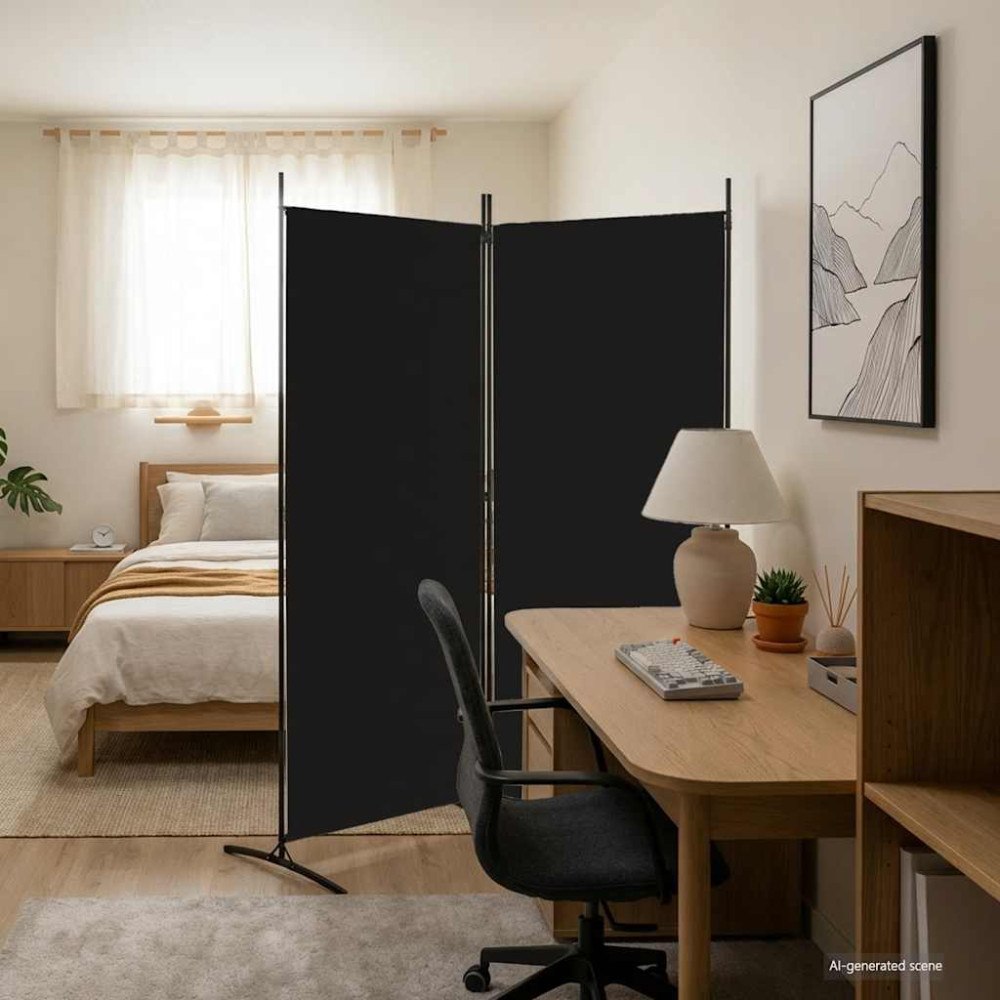 vidaXL Rumsavdelare 2 panel svart 175x180 cm tyg
