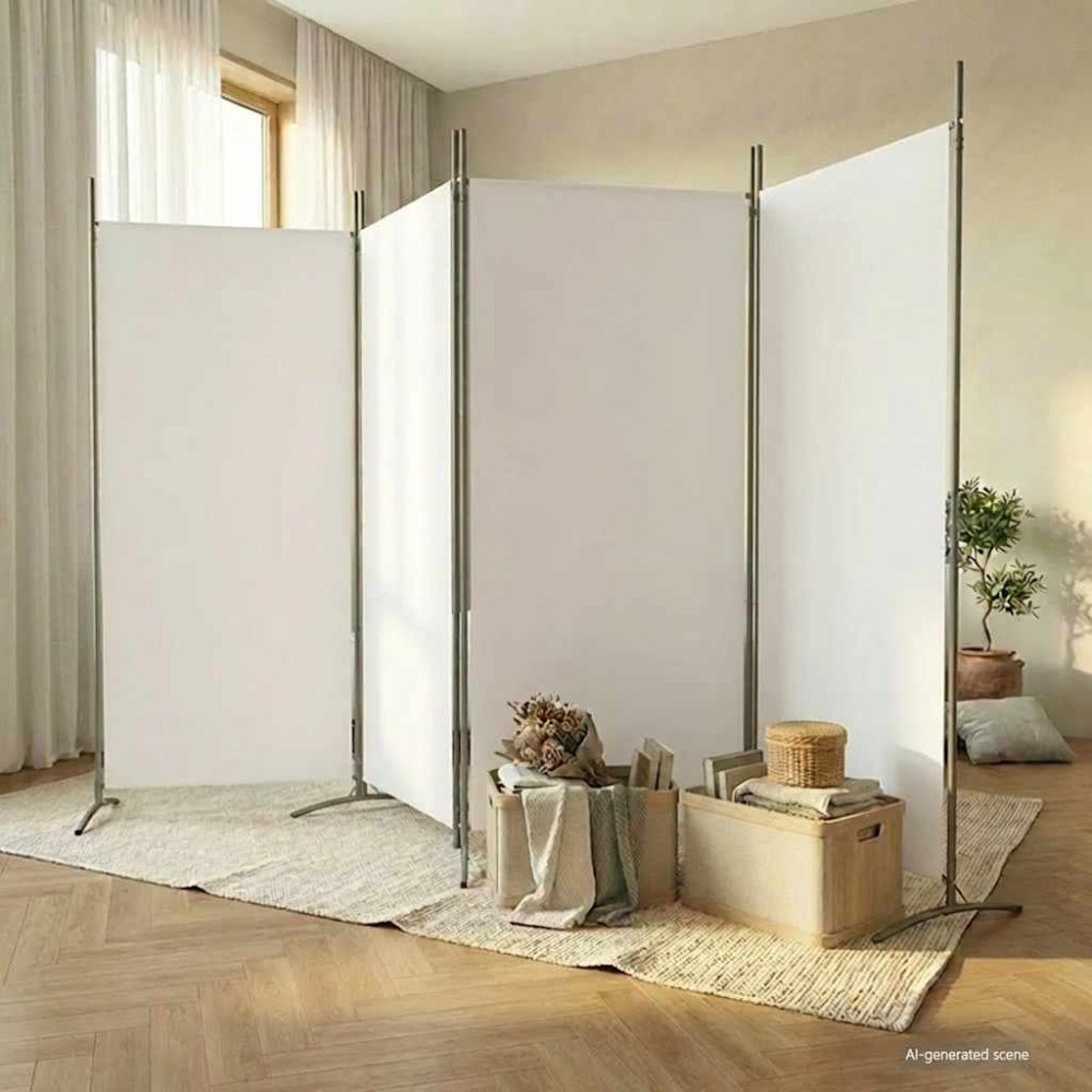vidaXL Rumsavdelare 4 paneler vit 346x180 cm tyg