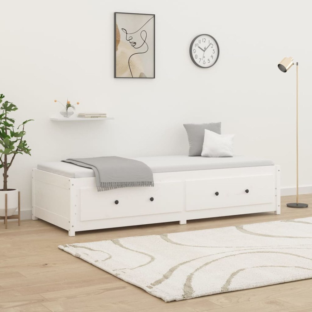 vidaXL Dagbädd 90x190 cm massiv furu vit