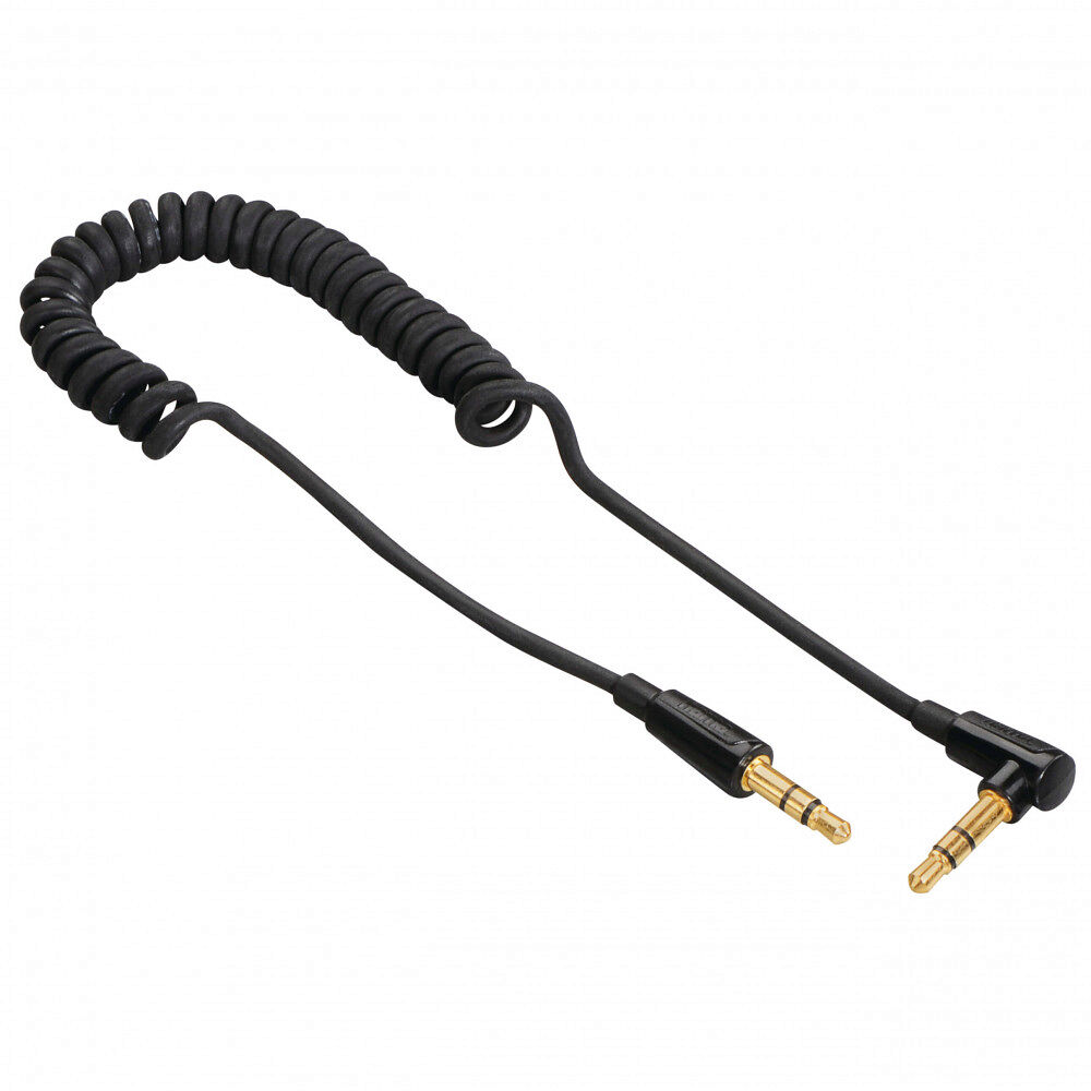 Hama Kabel Audio 3.5mm-3.5mm Vinklad Coiled Guld Svart 0.75m